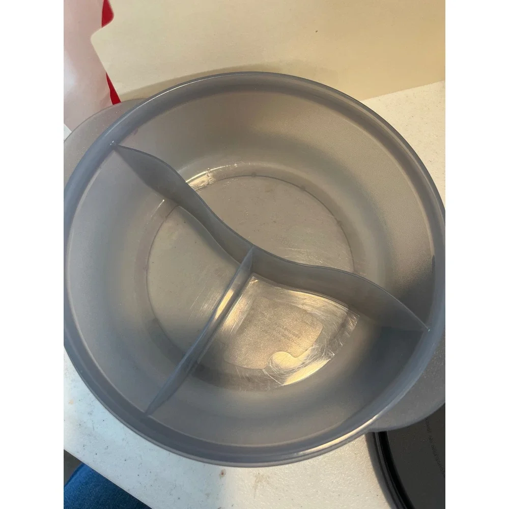 Tupperware CrystalWave Divided Microwave Reheatable Container Gray 3 Section